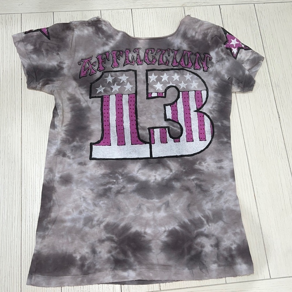 Tie dye affliction American customs embellished t shirt